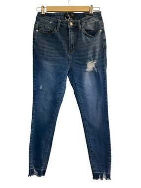 Judy Blue Skinny Fit Jeans 11/30 Blue Distressed JB8847 Released Hem Stretch